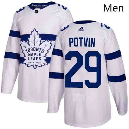 Mens Adidas Toronto Maple Leafs 29 Felix Potvin Authentic White 2018 Stadium Series NHL Jersey